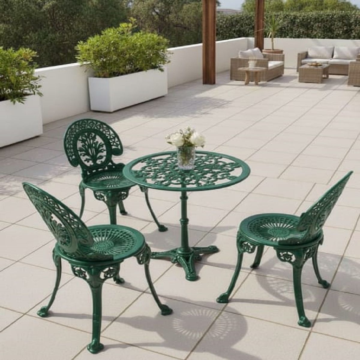 DMUEBLES - DMUEBLES COMEDOR TERRAZA JARDIN PARQUE MANCORA 2 SILLAS ALUMINO VERDE