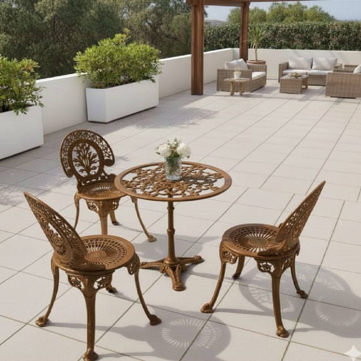 DMUEBLES COMEDOR TERRAZA JARDIN PARQUE MANCORA 2 SILLAS ALUMINO DORADO, marca DMUEBLES - Foto Principal