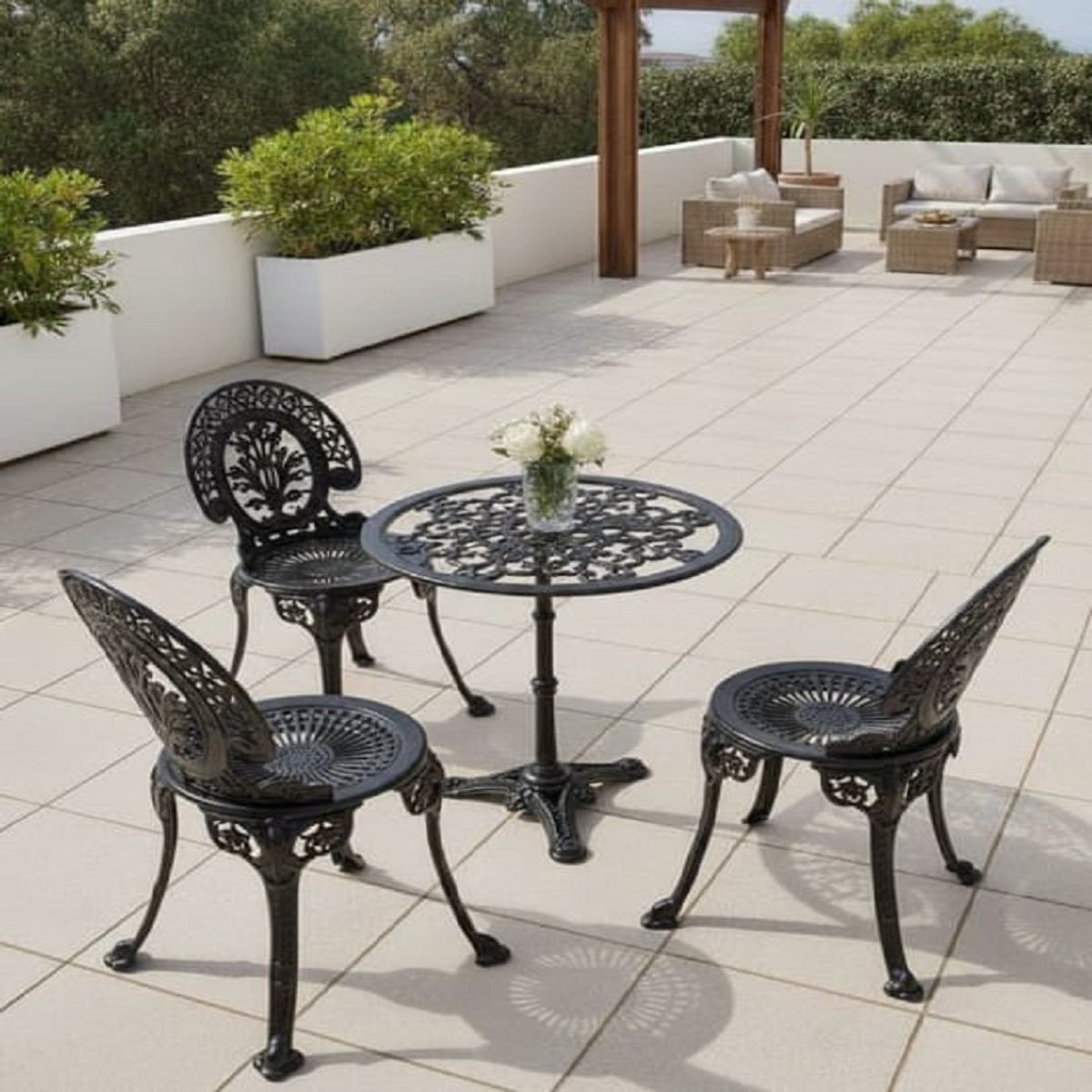DMUEBLES COMEDOR TERRAZA JARDIN PARQUE MANCORA 2 SILLAS ALUMINO NEGRO, marca DMUEBLES - Foto Principal