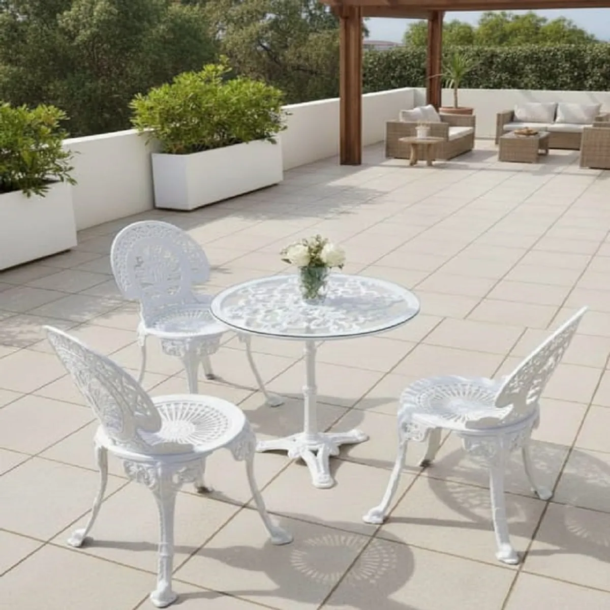 DMUEBLES COMEDOR TERRAZA JARDIN PARQUE MANCORA 2 SILLAS ALUMINO BLANCO, marca DMUEBLES - Foto Principal
