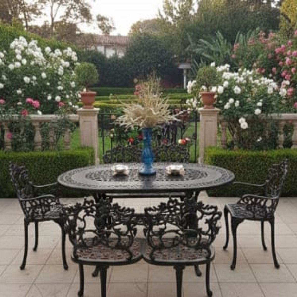 DMUEBLES - DMUEBLES COMEDOR TERRAZA JARDIN PARQUE MANCORA 6 SILLAS ALUMINO NEGRO
