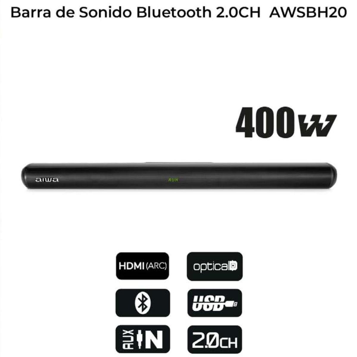 AIWA - SOUND BAR AIWA AWSBH20 - 40 WATTS RMS - SONIDO 2.0 STEREO