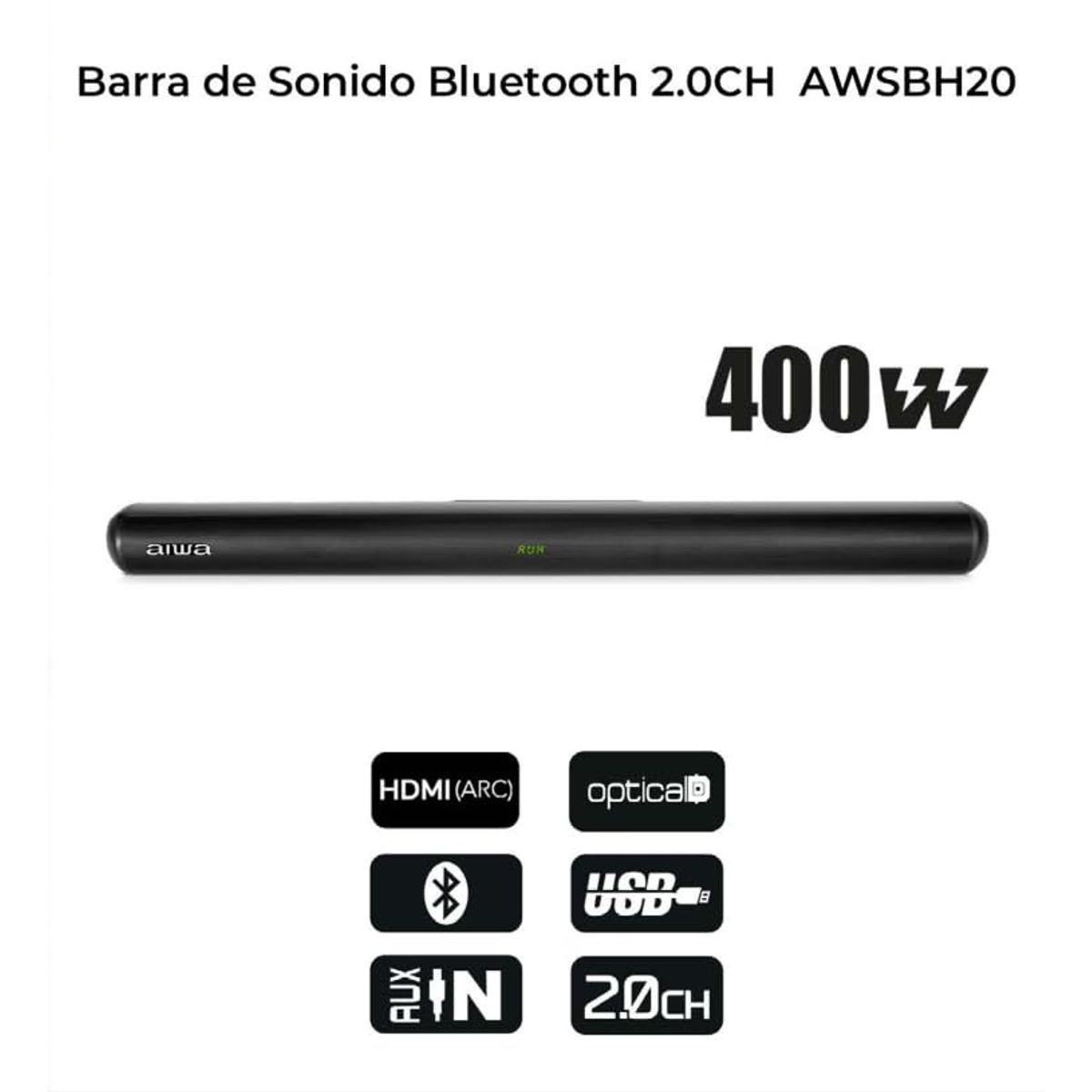 AIWA - SOUND BAR AIWA AWSBH20 - 40 WATTS RMS - SONIDO 2.0 STEREO
