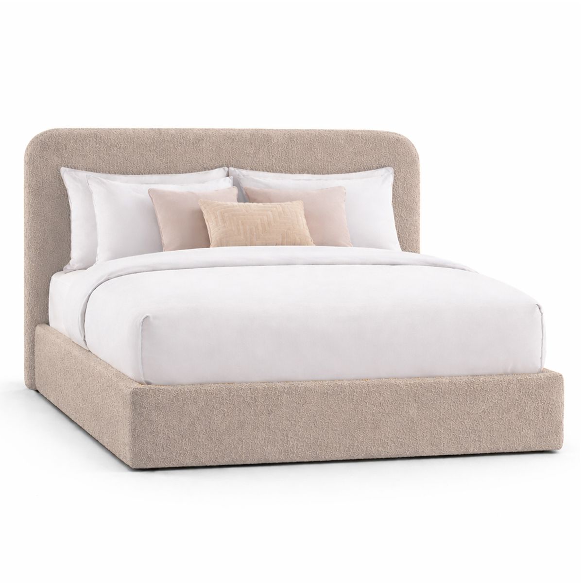 GENERICO - Cama Tapizada California Curvo Camel 1.5 Plz