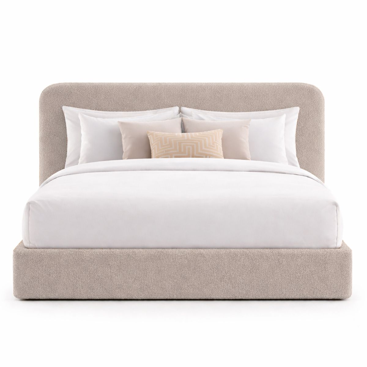 GENERICO - Cama Tapizada California Curvo Camel 1.5 Plz