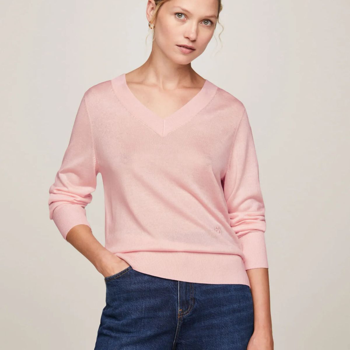 TOMMY HILFIGER - SWEATER MD LYOCELL SILK BLEND V-NK SWT TH