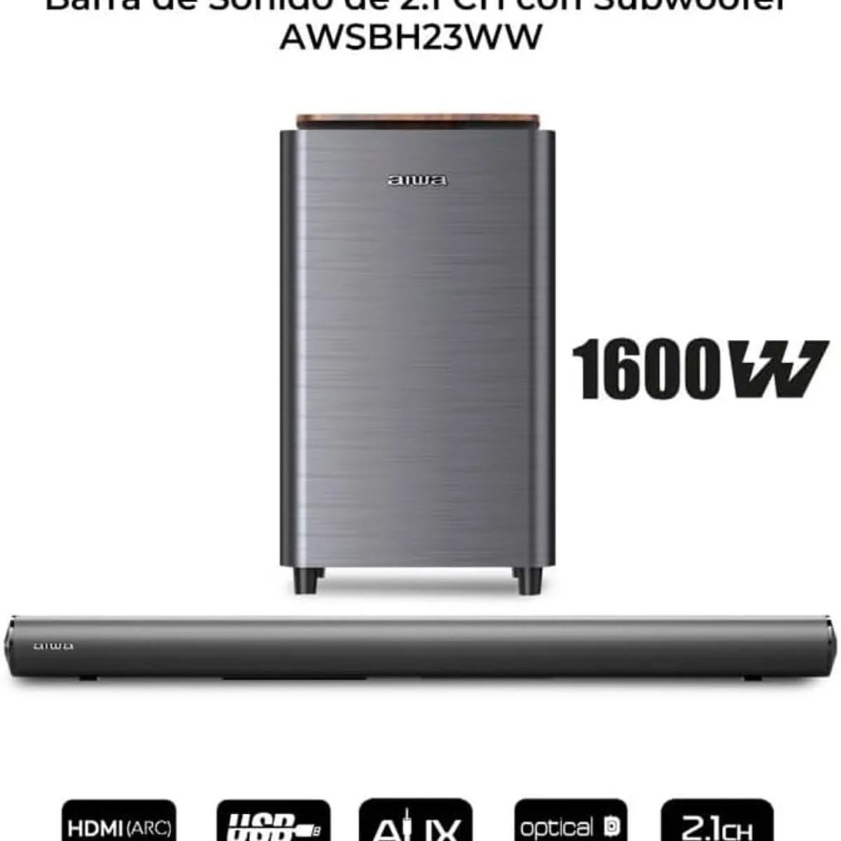 AIWA - AIWA  SOUNDBAR AWSBH23WW 160 WATTS RMS CON SUBWOOFER INALAMBRICO - FINO ACABADO