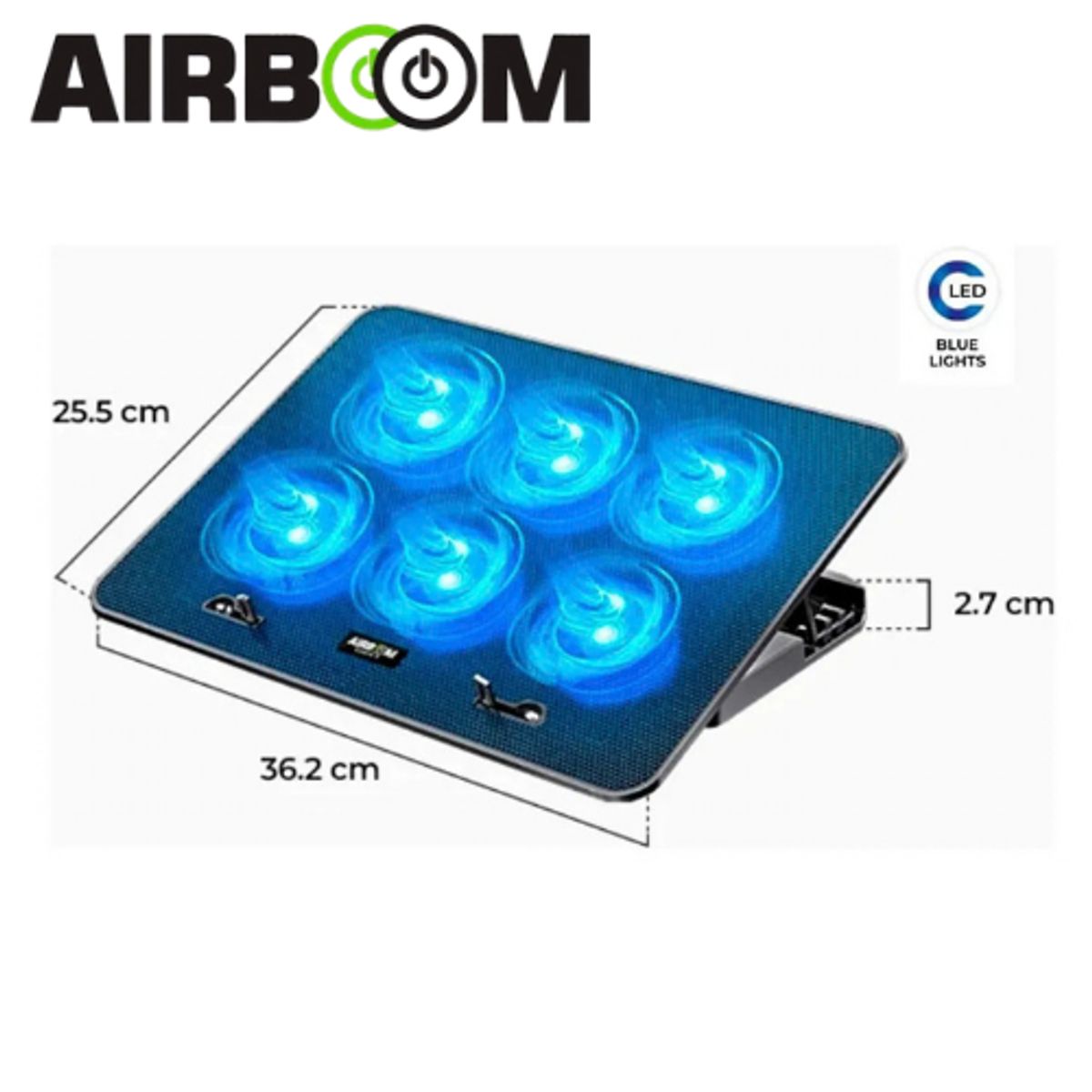 AIRBOOM - Cooler para Laptop con LED 2USB Negro Airboom Iceberg 6 AB013