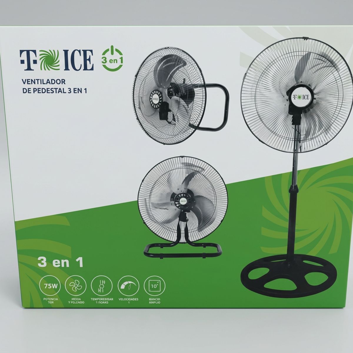 GENERICO - ventilador  3 en 1 t-ice 75 watts de 3 aspas