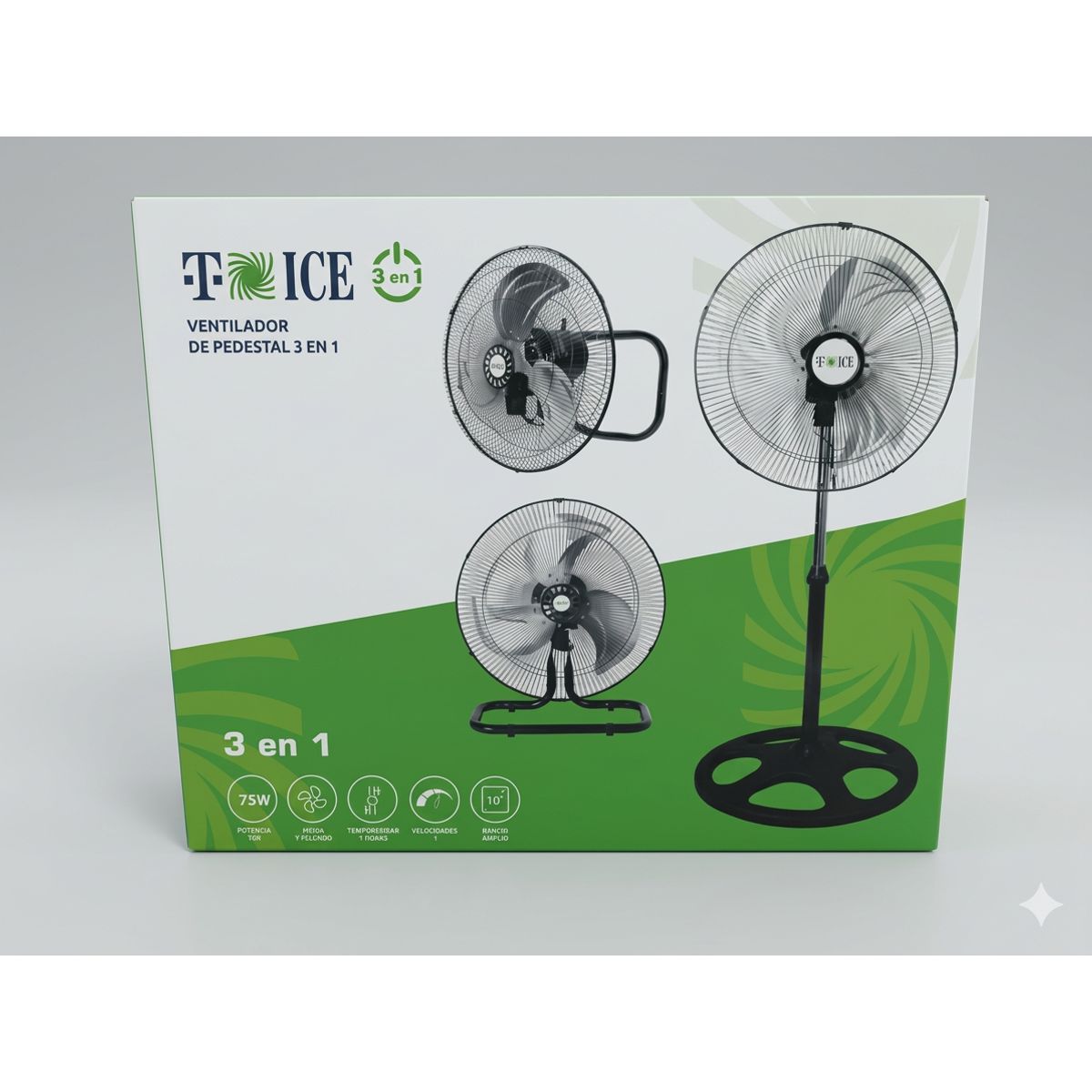 GENERICO - ventilador  3 en 1 t-ice 75 watts de 3 aspas