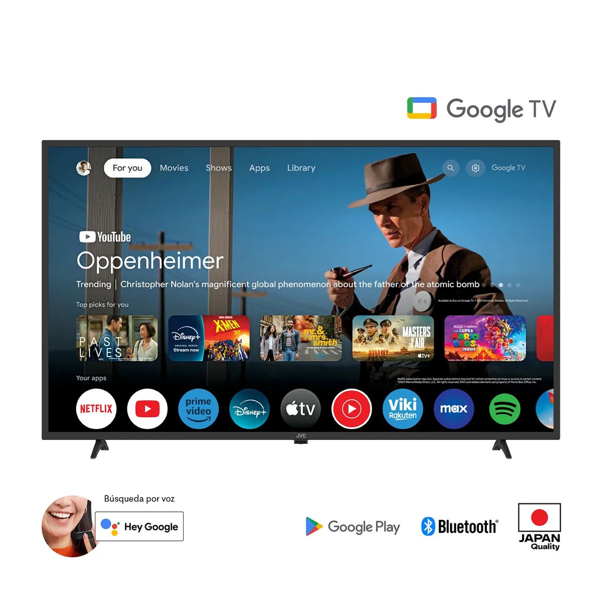 JVC - Televisor Smart TV JVC 43” FHD LED, Sistema Google TV - LT-43KM348