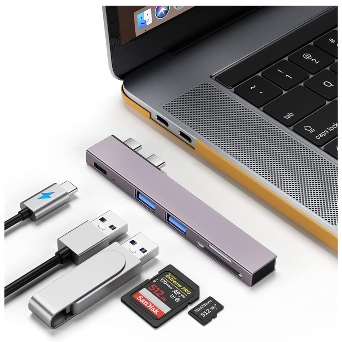 GENERICO - Adaptador Multipuerto 5 en 1 Para Macbook  USB 3.0 , Lector SD , Lector micro SD y Power Delivery