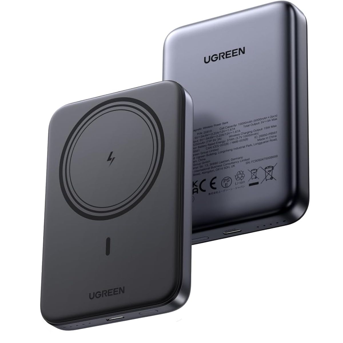 UGREEN - Power Bank Ugreen magnético con carga inalámbrica 10000mAh 20W