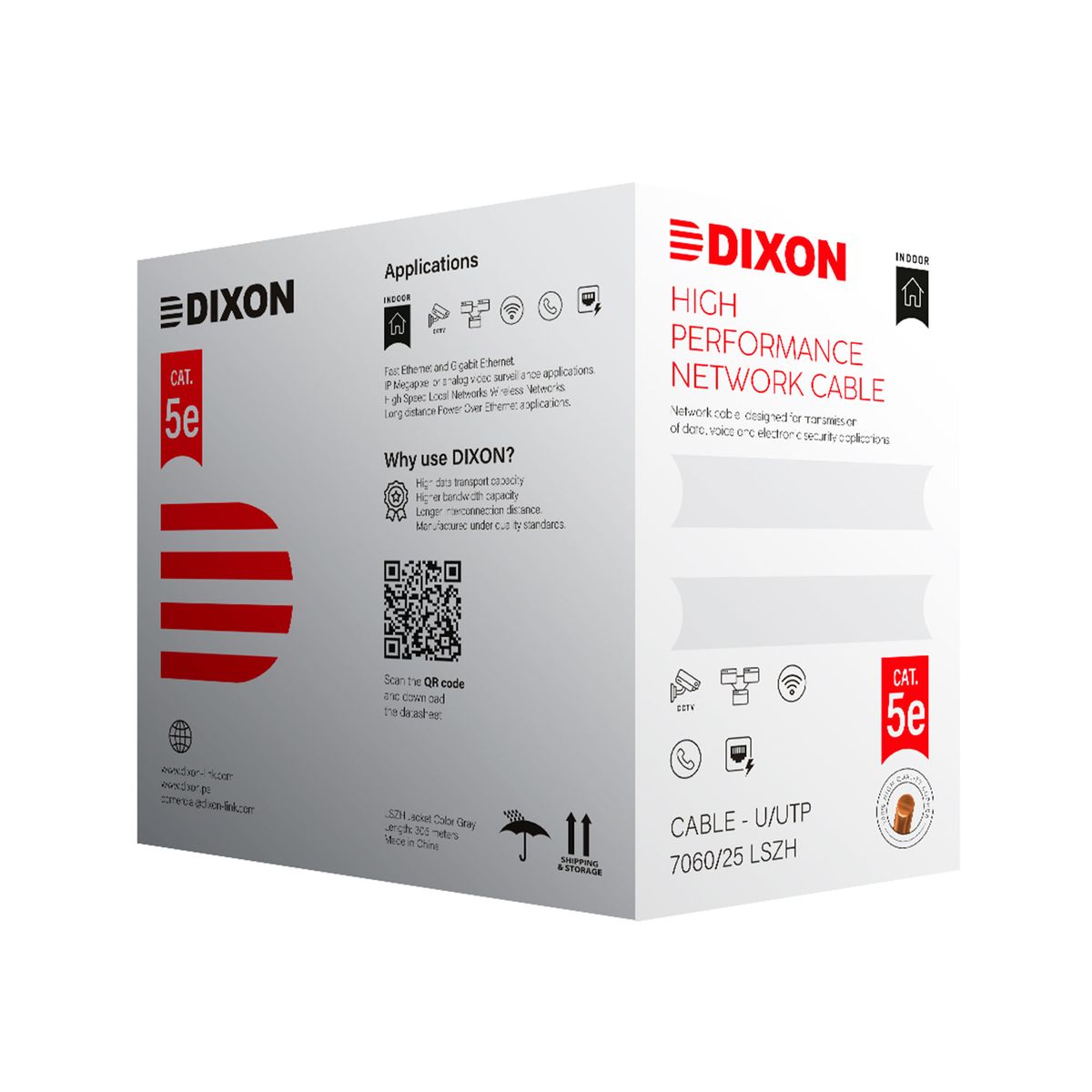 DIXON - CABLE DE RED DIXON 7060 CAT.5E 305M 4PX25AWG GRIS P-N 7060-25 LSZH