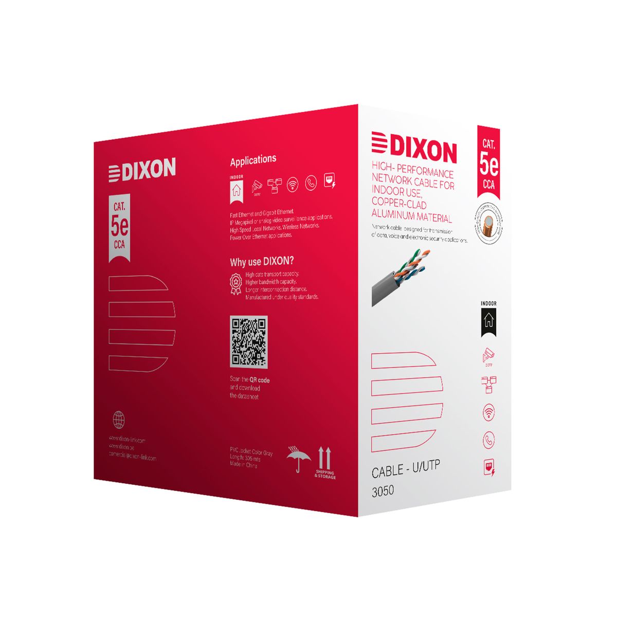 DIXON - CABLE DE RED DIXON 3050 CAT.5E 4PX24AWG 305M GRIS P-N 3050