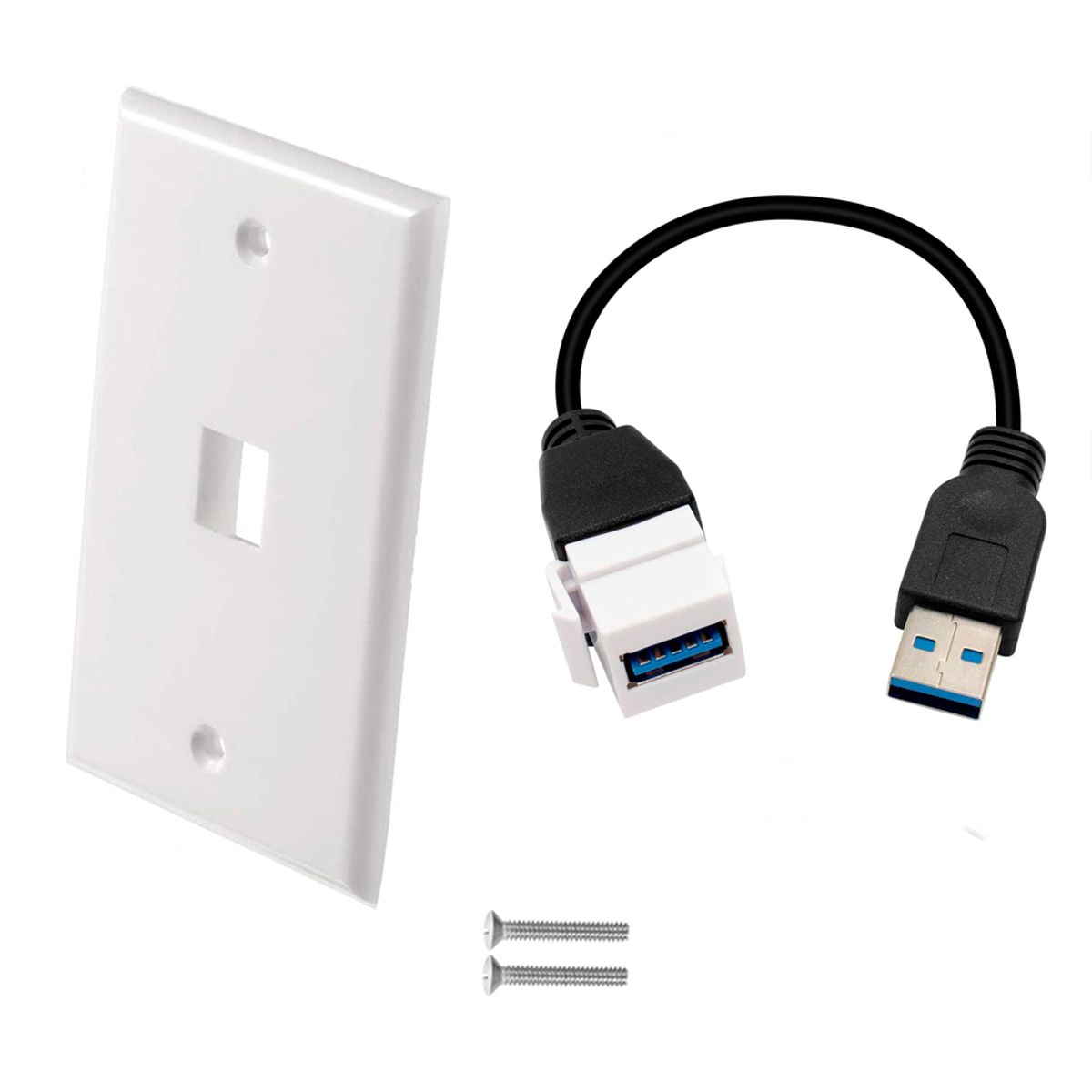 TRAUTECH - Placa ABS USB 3.0 Faceplate USB 3.0 macho a hembra con cable 15cm