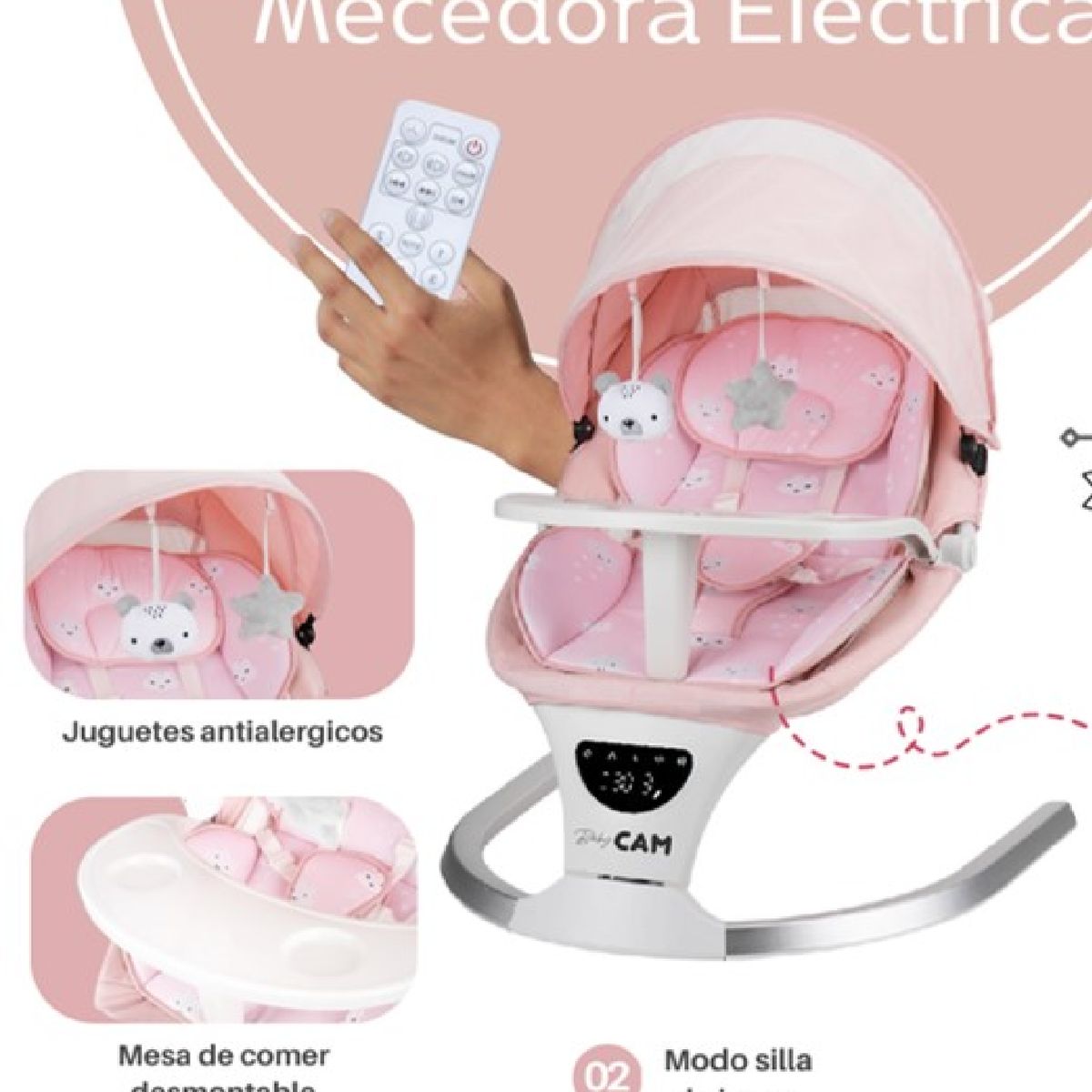 GENERICO - Mecedora para Bebé Musical Automática con Sensor - Rosa 2026