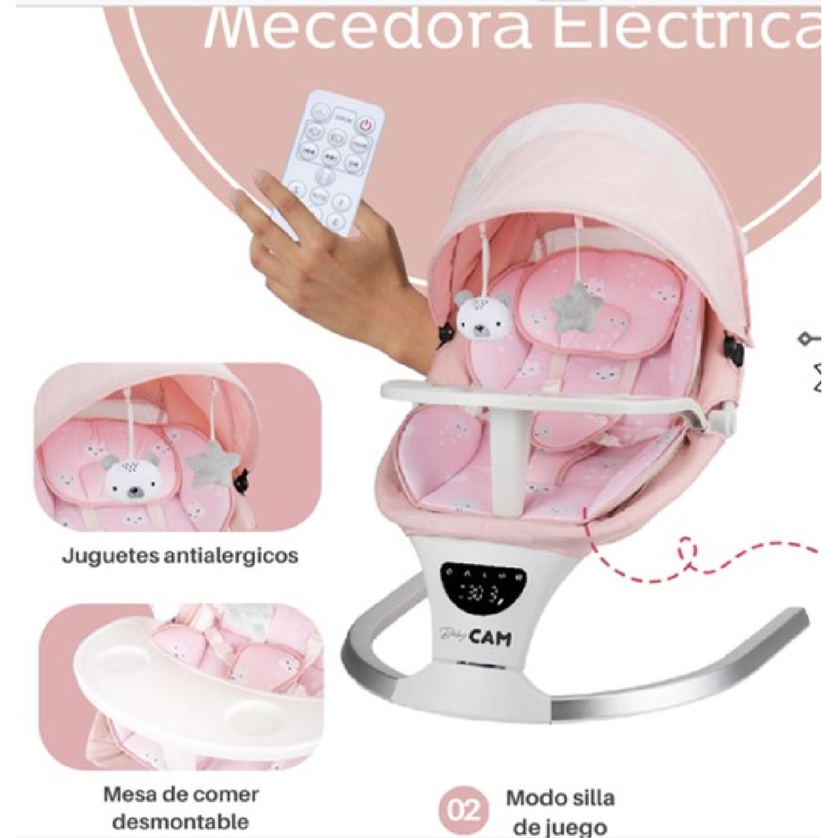 GENERICO - Mecedora para Bebé Musical Automática con Sensor - Rosa 2026
