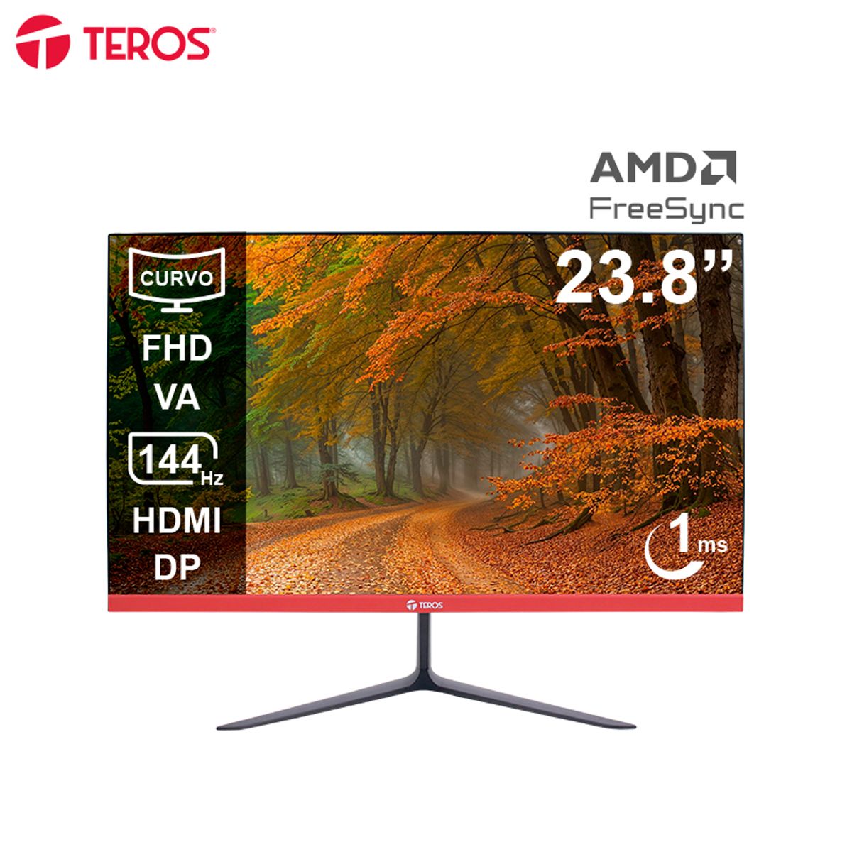 TEROS - Monitor Curvo Teros TE-2403S, 23.8 FHD VA, 144HZ, 1MS, HDMI, DP, Earphone Out
