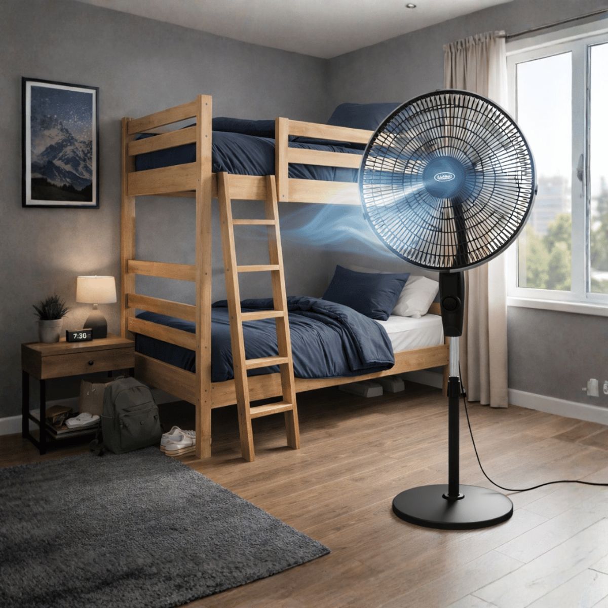 ALFANO - Ventilador de Piso ALFANO 5 aspas 3 Velocidades Silencioso De plástico 16" 45W  AL-16L
