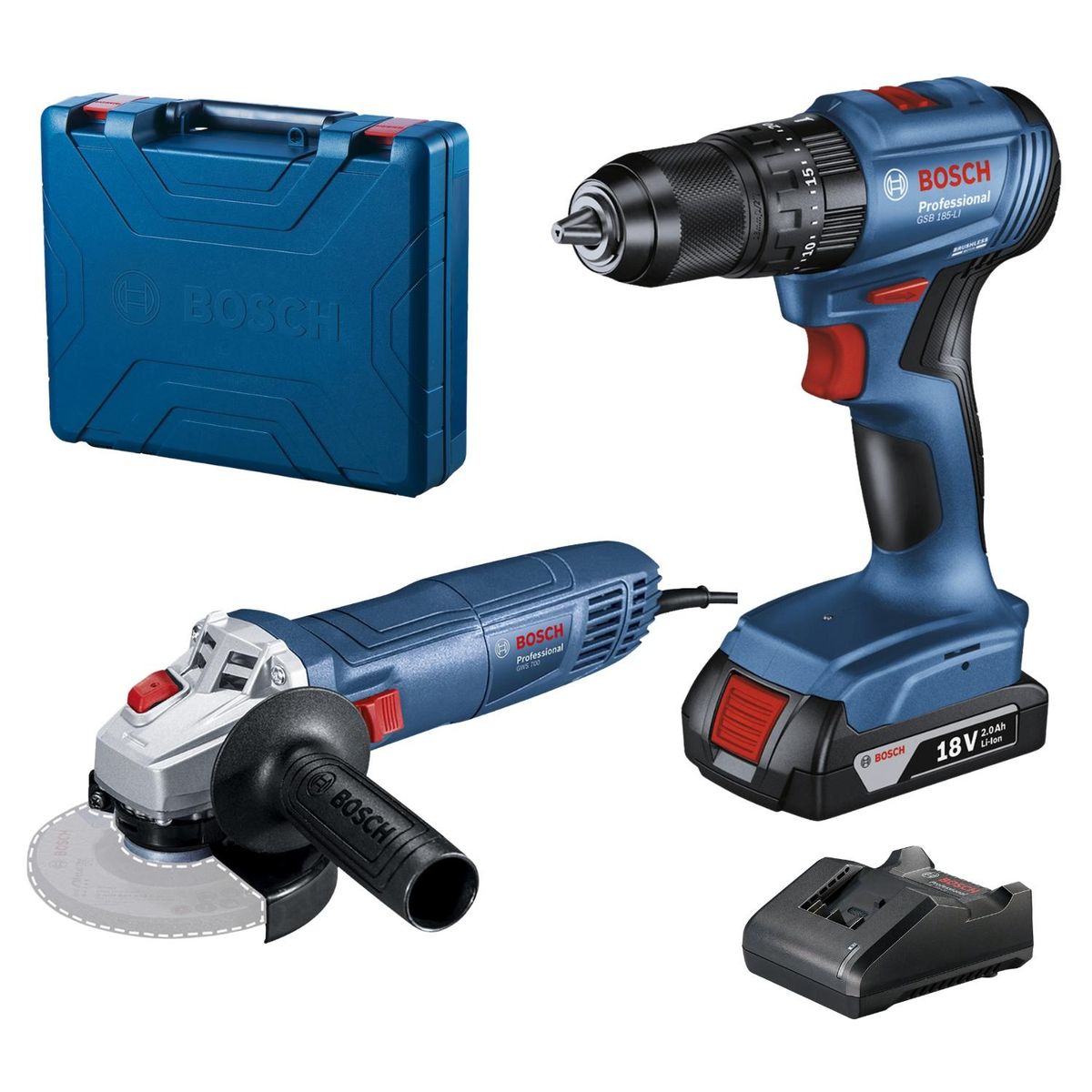 Bosch - Amoladora 710W + Taladro Percutor 12 18V Brushless Bosch