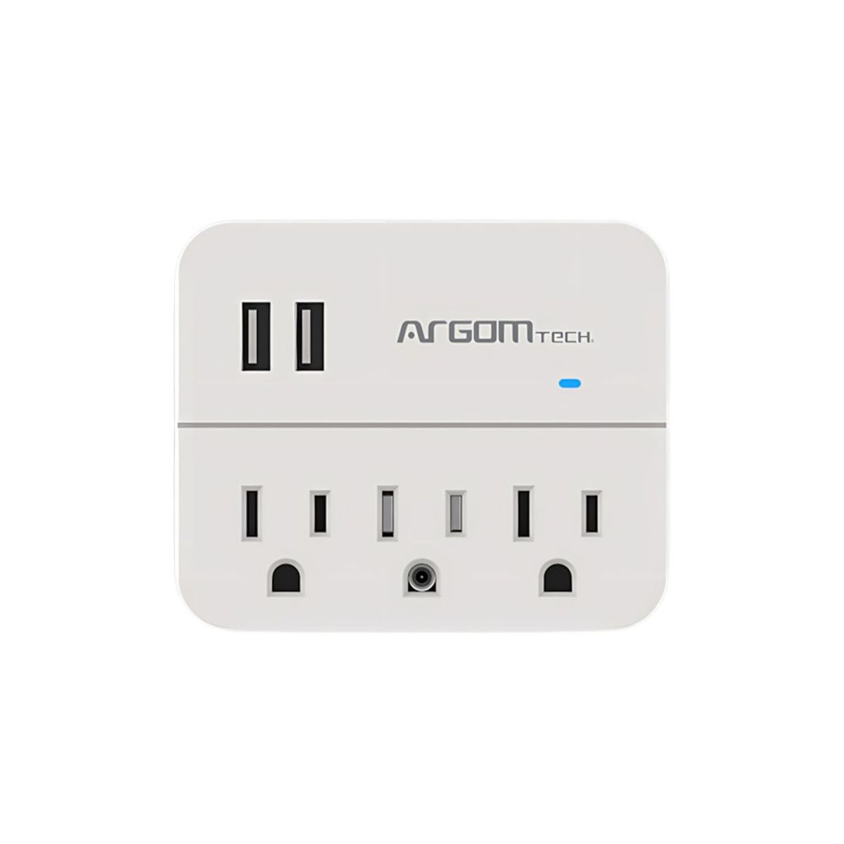 ARGOMTECH - ESTACION DE CARGA 3 TOMAS - 2 PUERTOS USB
