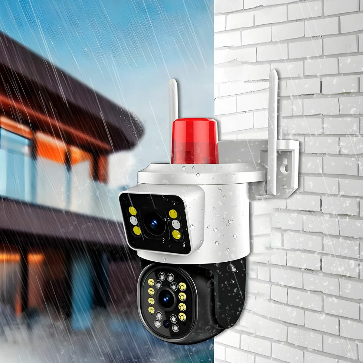 GENERICO - CAMARA DOMO DOBLE LENTE FHD 360° CON SIRENA DE ALARMA