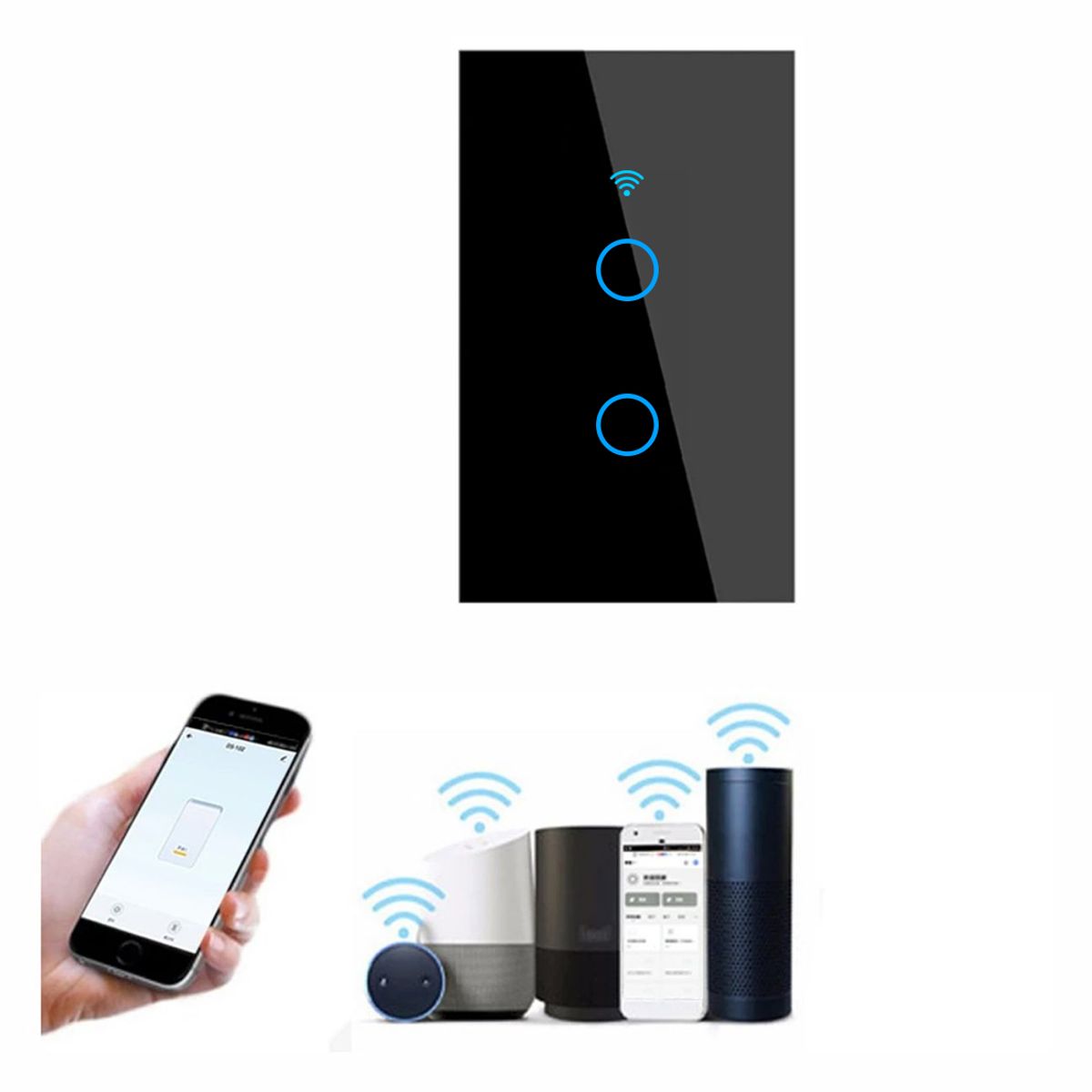 GENERICO - Switch Inteligente WiFi 2 Toma – Control por Voz Alexa Google Home