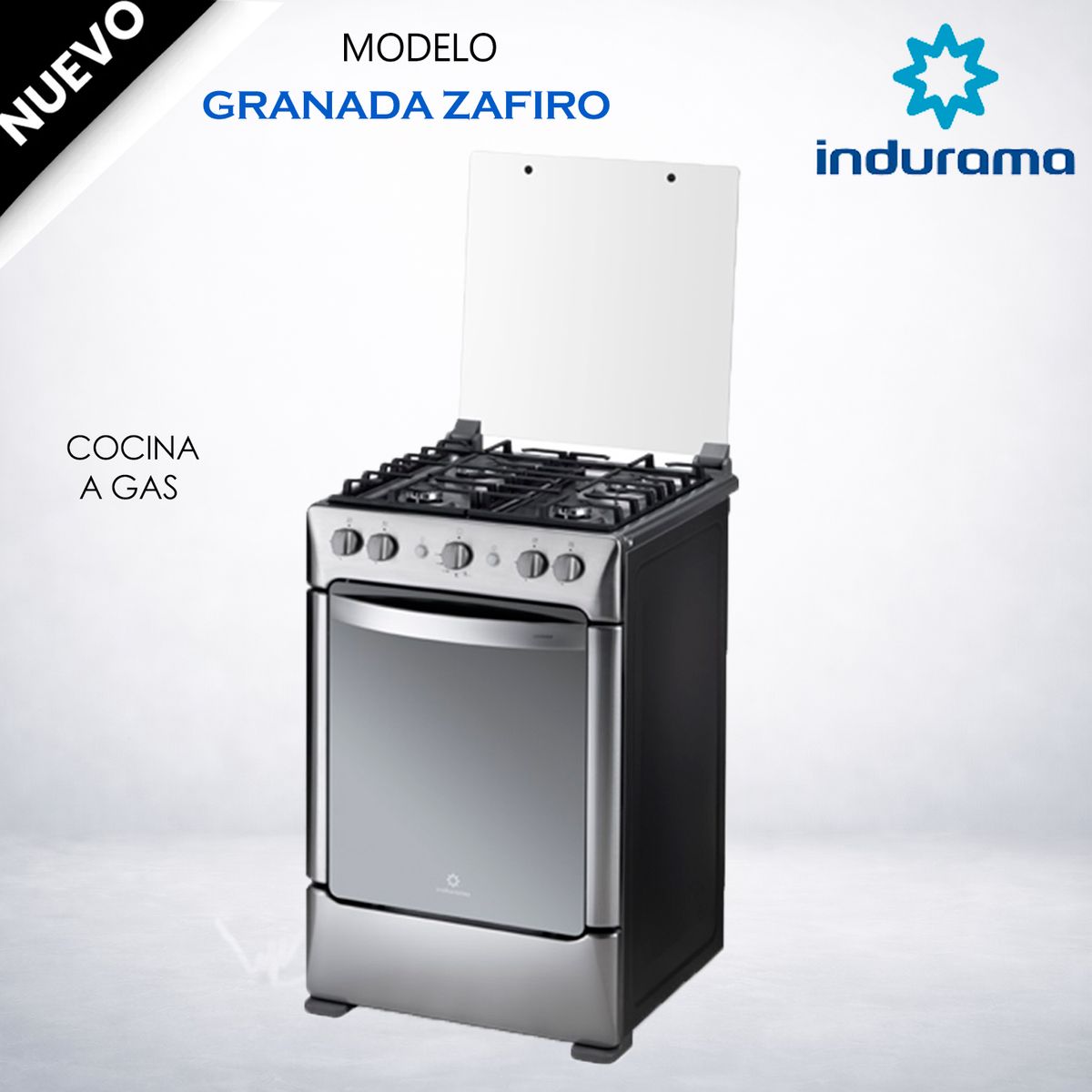 INDURAMA - Cocina Indurama 4 Hornillas Triple Llama Granada Zafiro