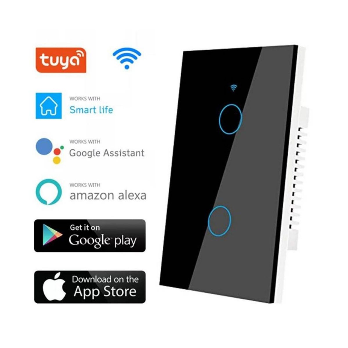 GENERICO - Interruptor Inteligente WiFi 2 Toma – Control Remoto desde Celular y Voz