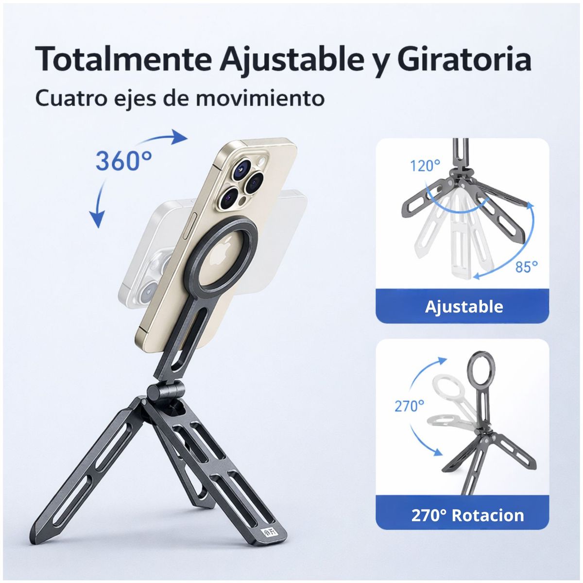 Trípode Magnético para Celular Magsafe Soporte Selfie Plegable de Aluminio Aro Compatible Android, marca OEM - Foto 2