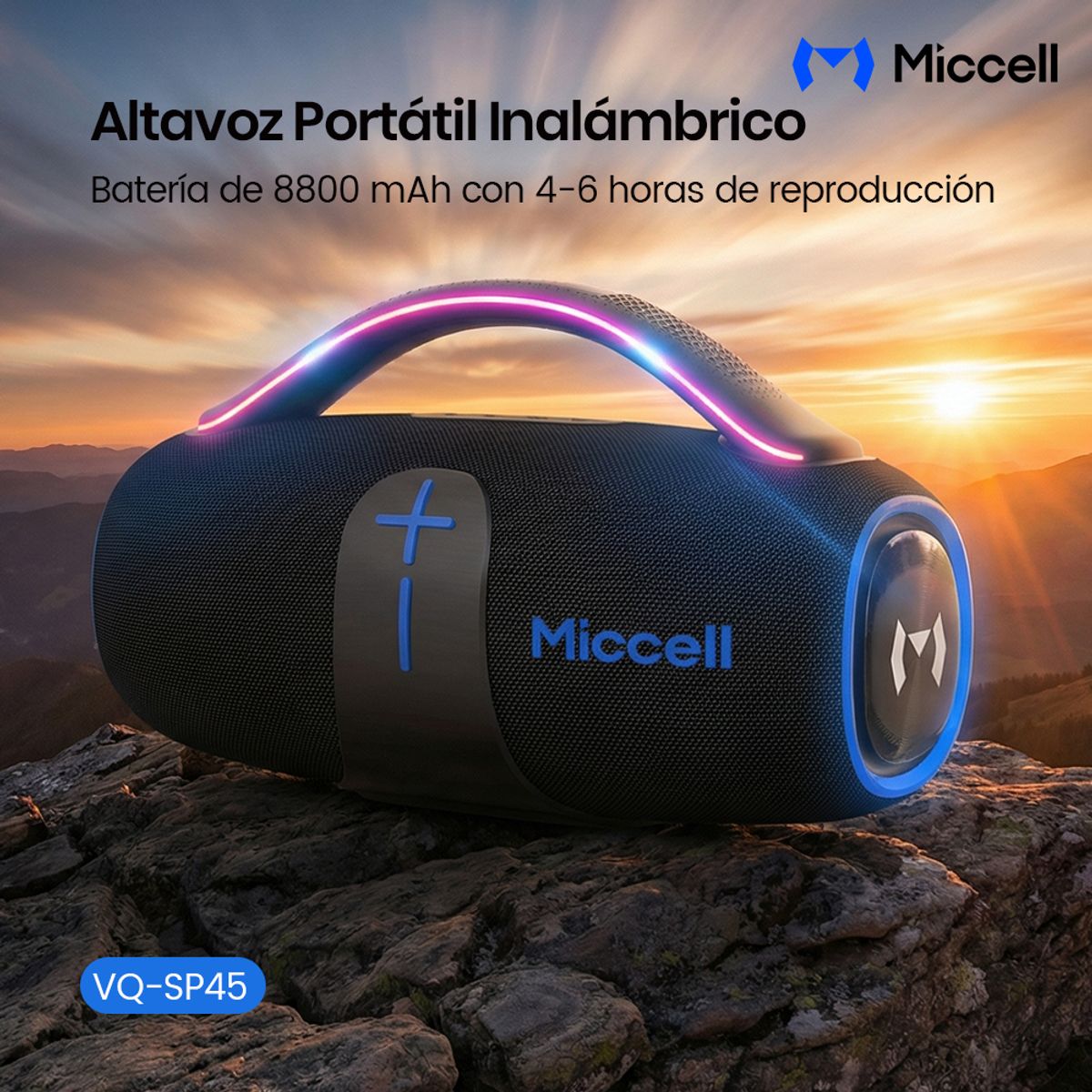 MICCELL - Miccell Parlante Bluetooth Portátil 70W con Micrófono Impermeable