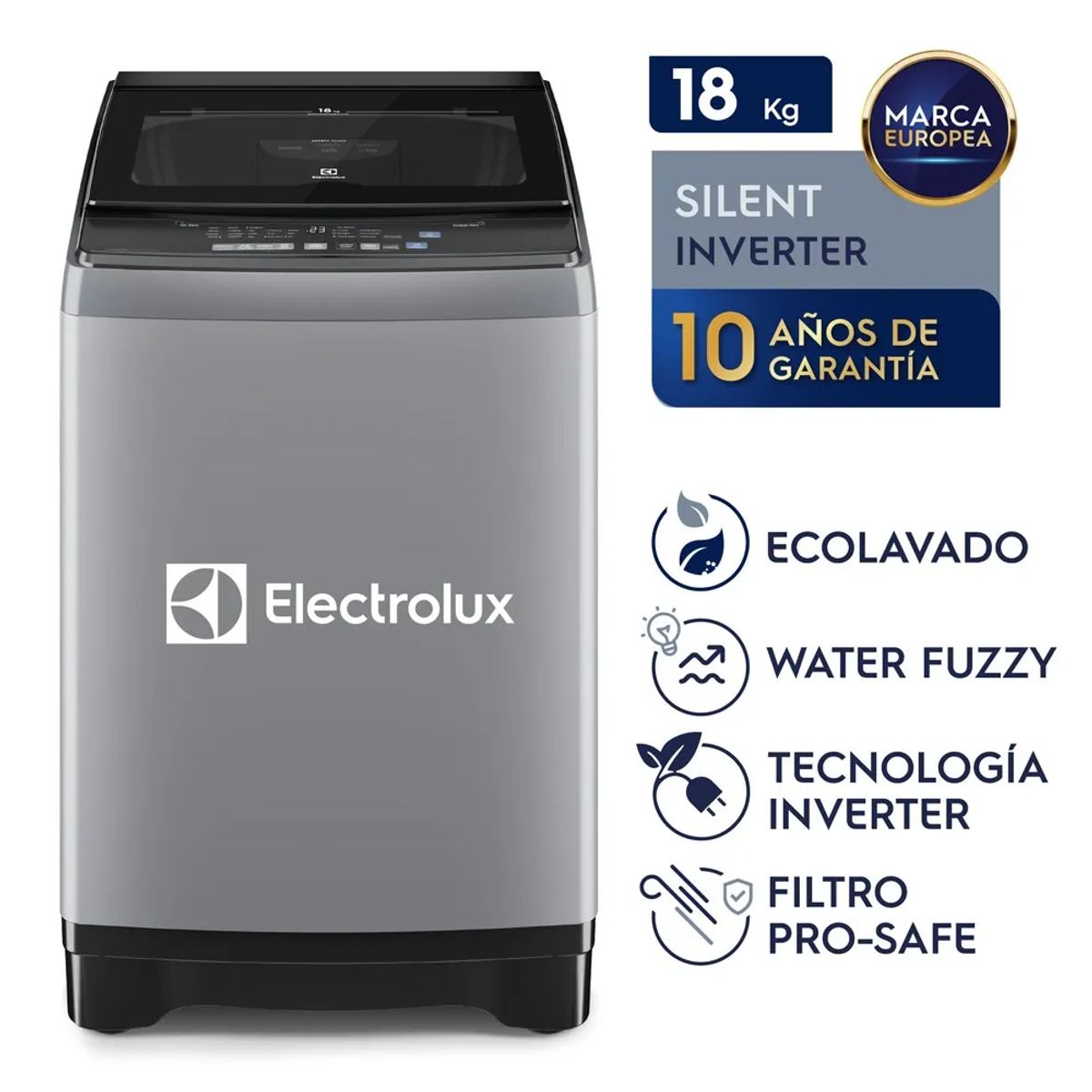 ELECTROLUX - Lavadora Carga Superior 18kg Inverter Gris Electrolux EWIP18F2XSWG
