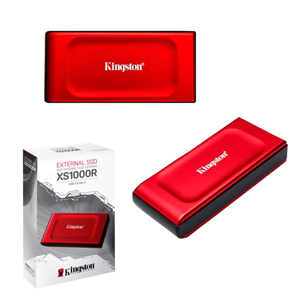 KINGSTON - SSD Externo Kingston XS1000 2TB USB 3.2 Gen 2 Tipo-C Portátil Rojo