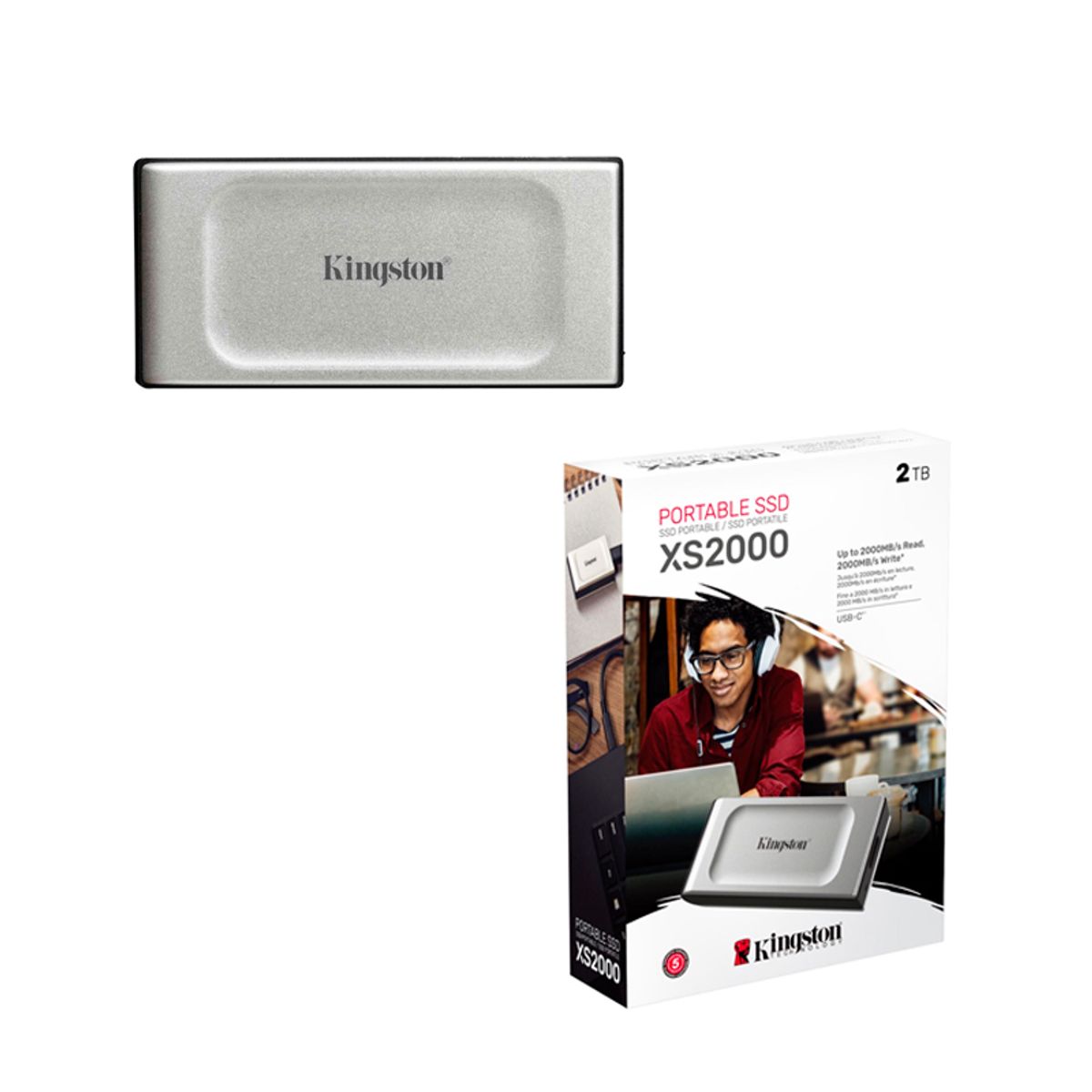 KINGSTON - SSD Externo Kingston XS2000 2TB USB 3.2 Gen 2x2 Tipo-C Portátil