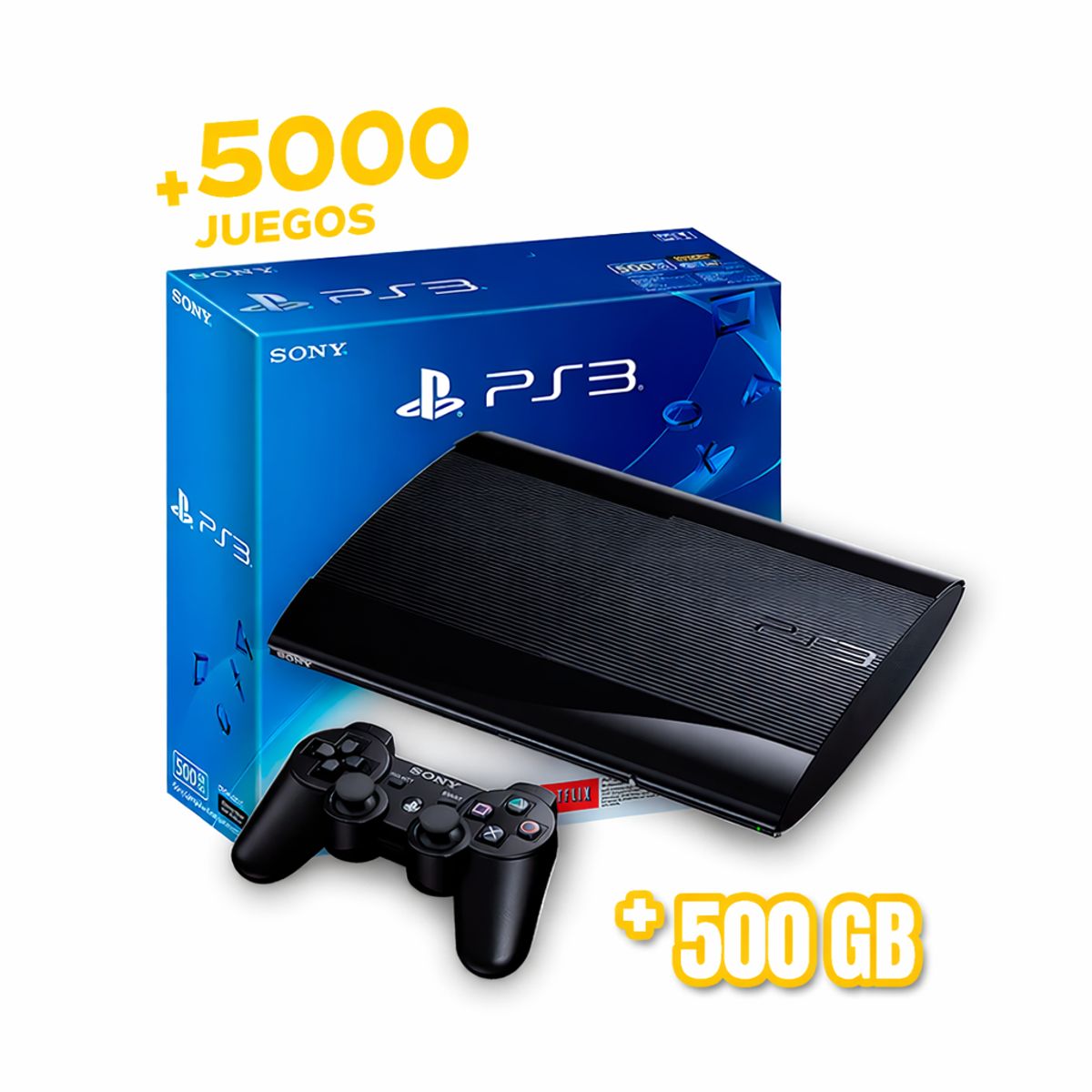 SONY - Consola PlayStation 3 / Ps3 Super Slim Reacondicionado 500GB + 5000 Juegos
