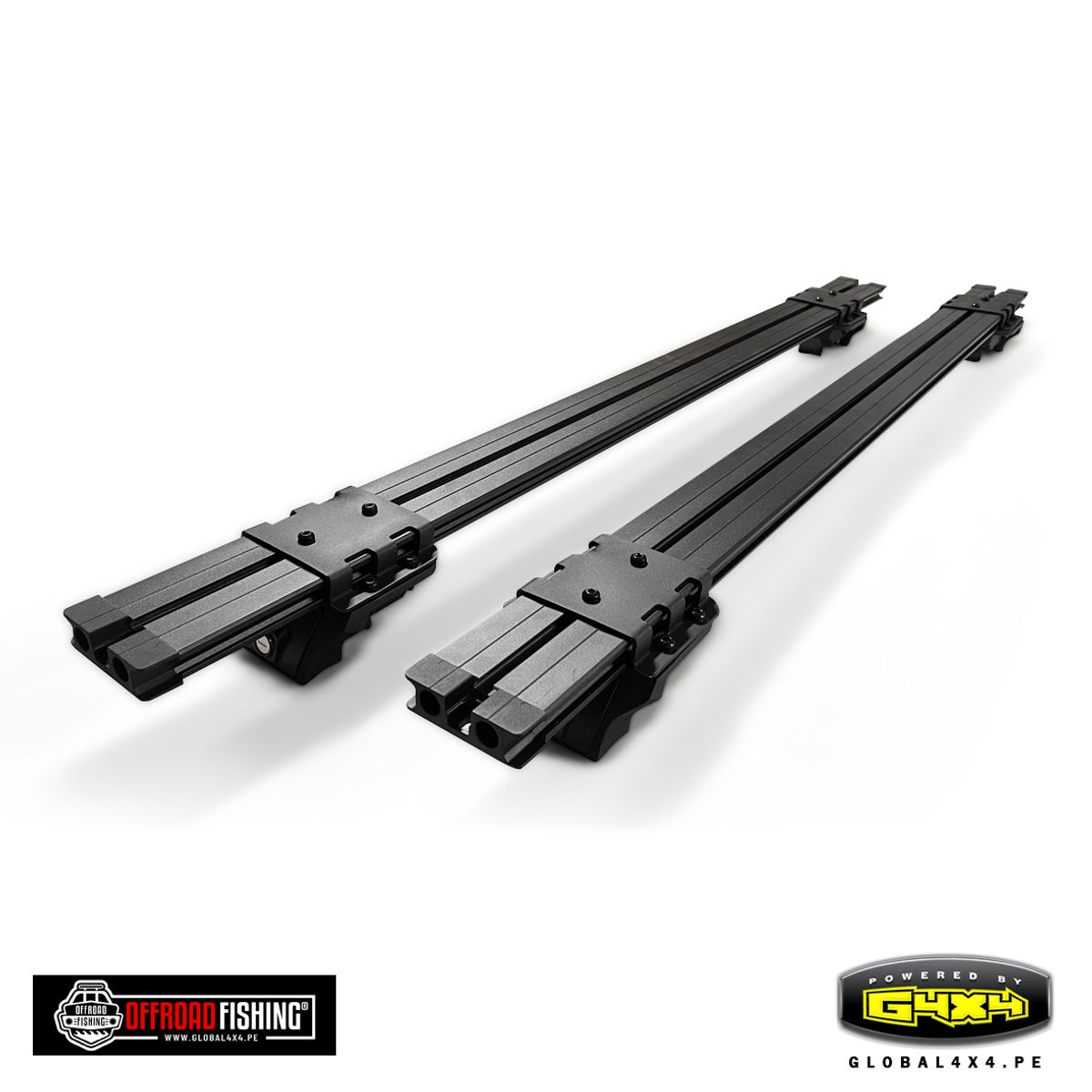 POWERED BY G4X4 GLOBAL 4 X 4 PE - JGO BARRAS TRANSVERSALES UNIVERSALES DE TECHO EN ALUMINIO MOD.001 OFFROAD FISHING