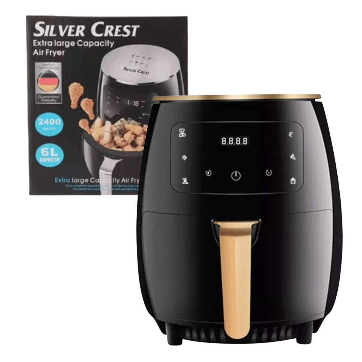 GENERICO - Freidora de Aire Digital 6 Litros Airfryer  Sin Aceite Acero Inoxidable hasta 200°C
