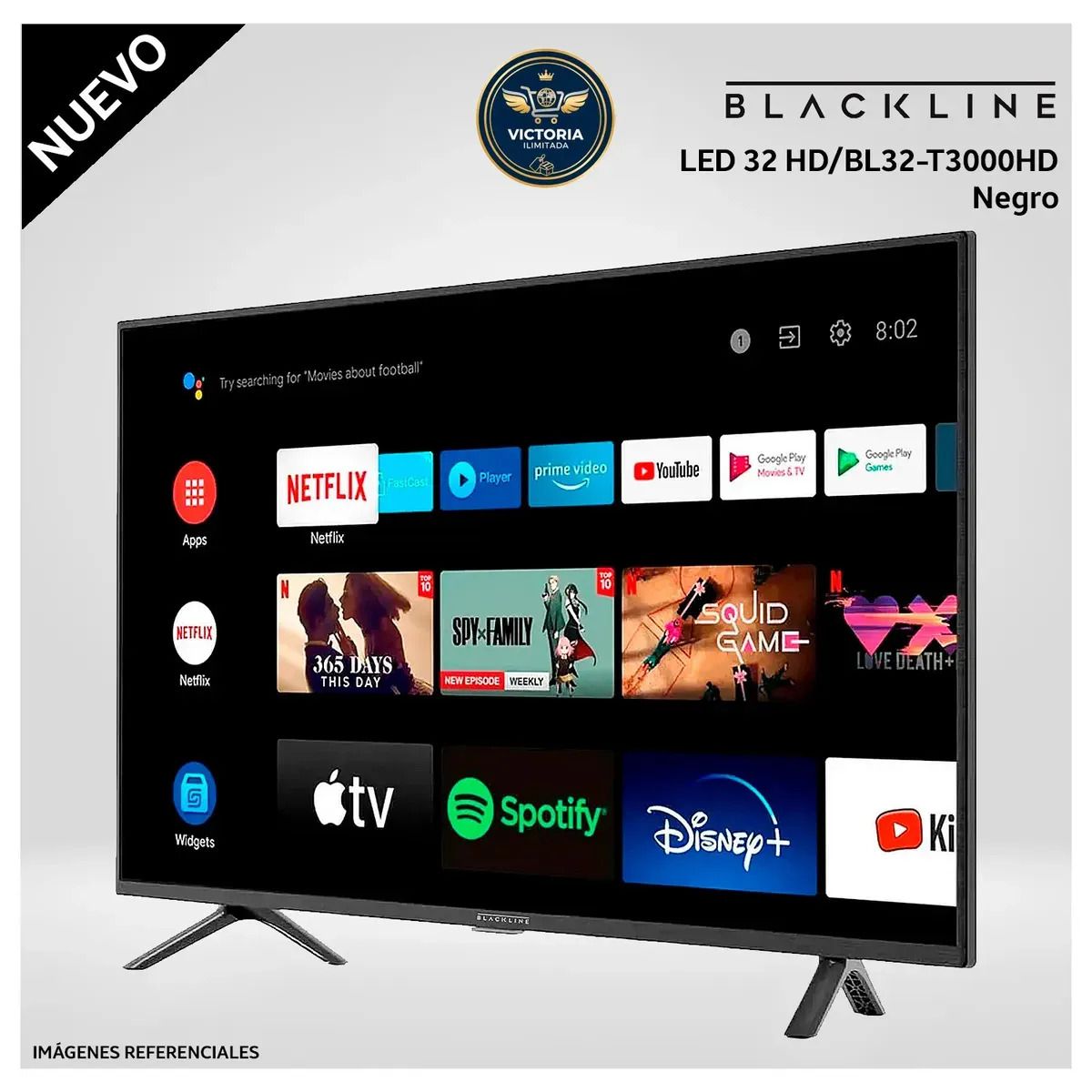 BLACKLINE - Televisor Blackline 32 Pulgadas Smart Tv Google TV HD BL32-T3000HD + Antena Digital (Nuevo Modelo)