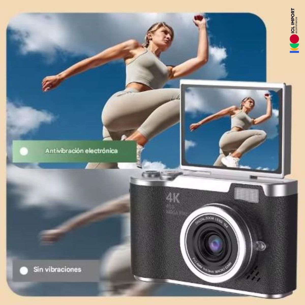 OEM - CAMARA DIGITAL RETRO DE 48MP ZOOM DIGITAL DE 16X CON PANTALLA PARA SELFIE