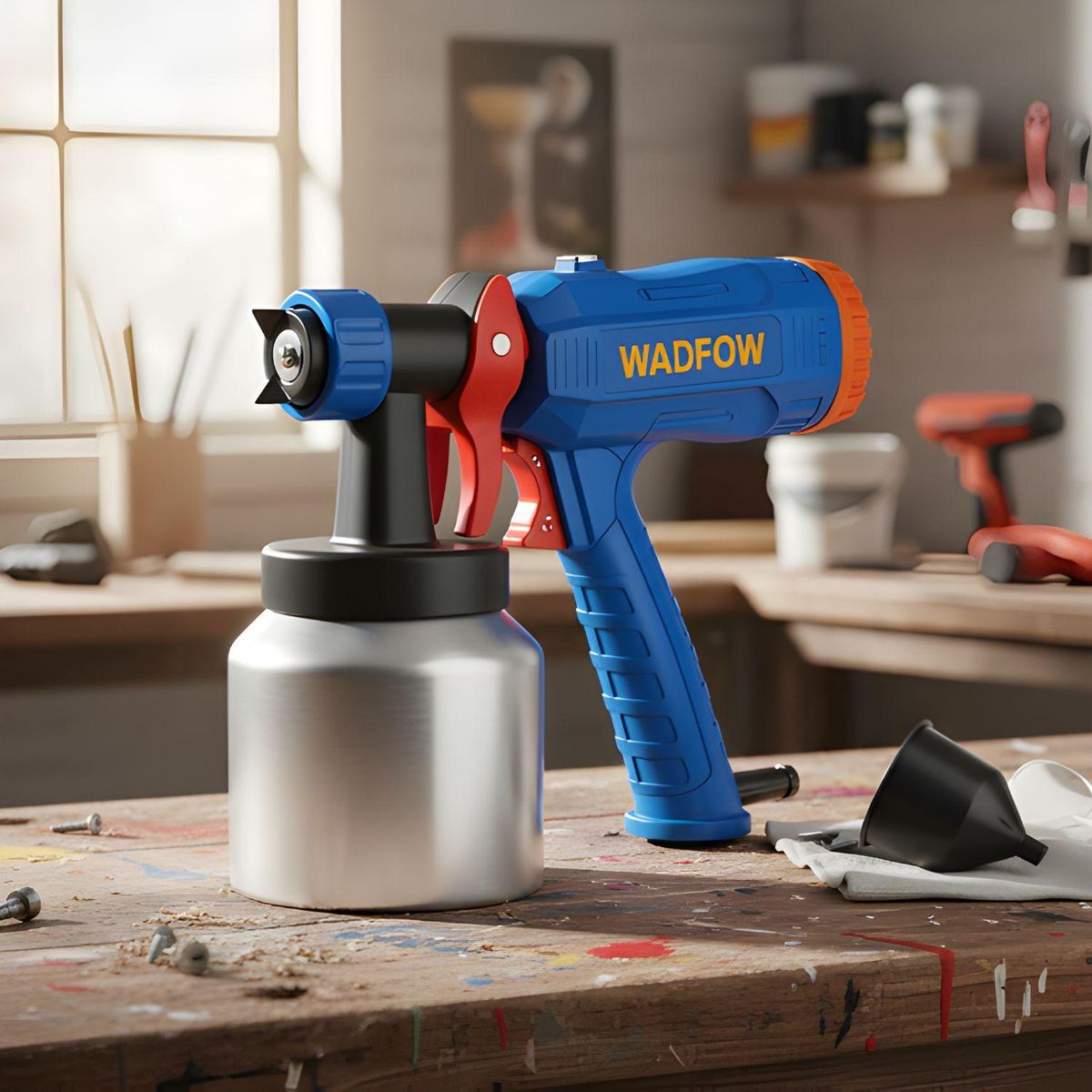 GENERICO - Pistola para Pintar 500W con vaso de aluminio 800ML Wadfow