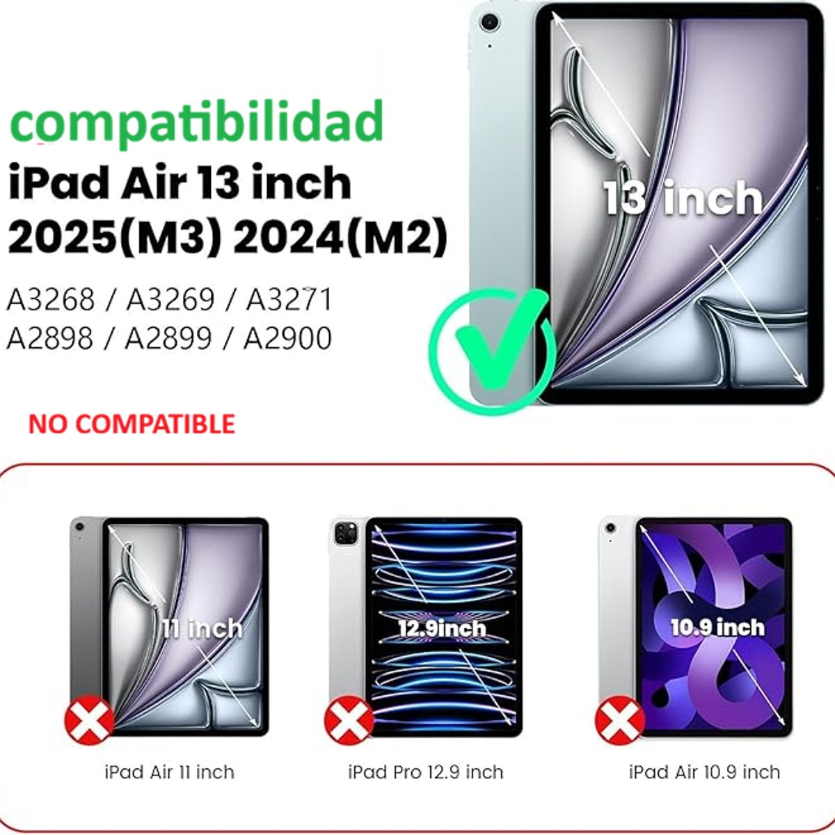 GENERICO - Funda Giratoria para iPad Air 13 M3 2025 A3268/A3269/A3271