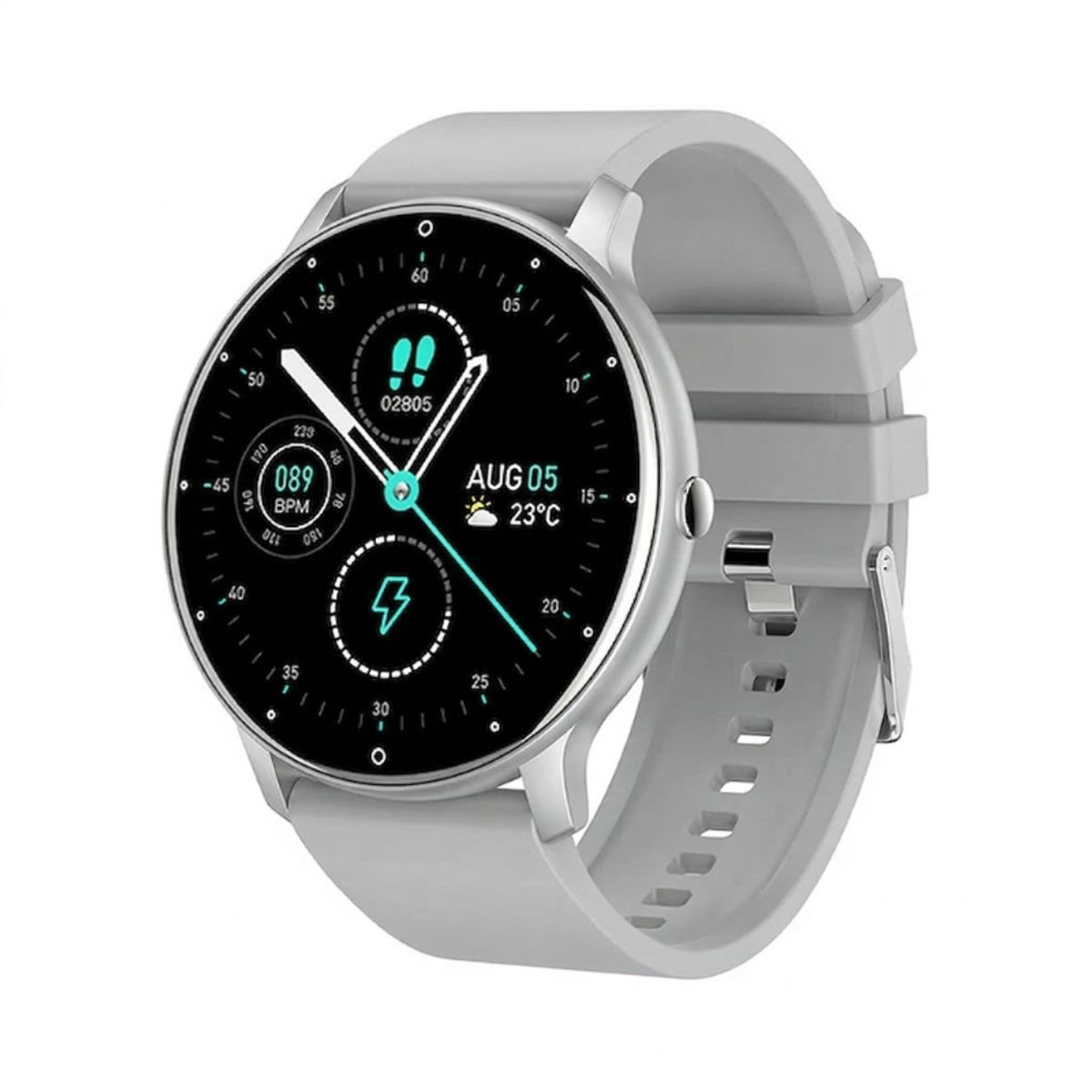 AMBOS - Reloj Inteligente Smartwatch ZL02 Redondo Recibe Llamadas Bluetooth Pulsera Fitness Hombre Mujer