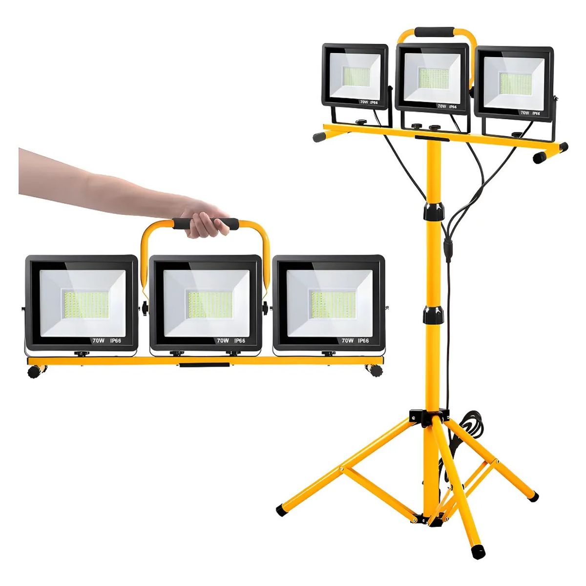 U BUY - Proyector Amarillo De Tres Cabezales + Trípode Ajustable