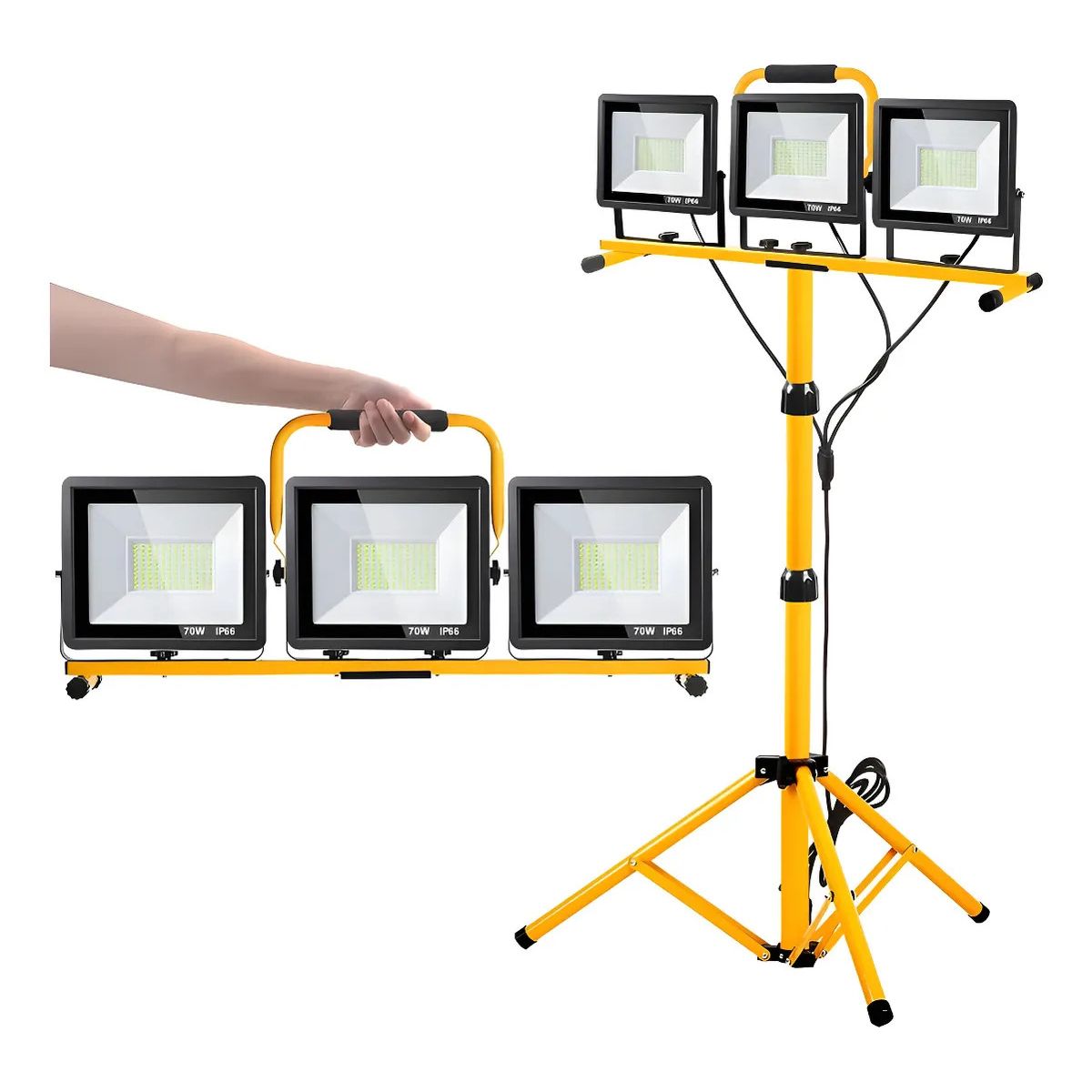 U BUY - Proyector Amarillo De Tres Cabezales + Trípode Ajustable