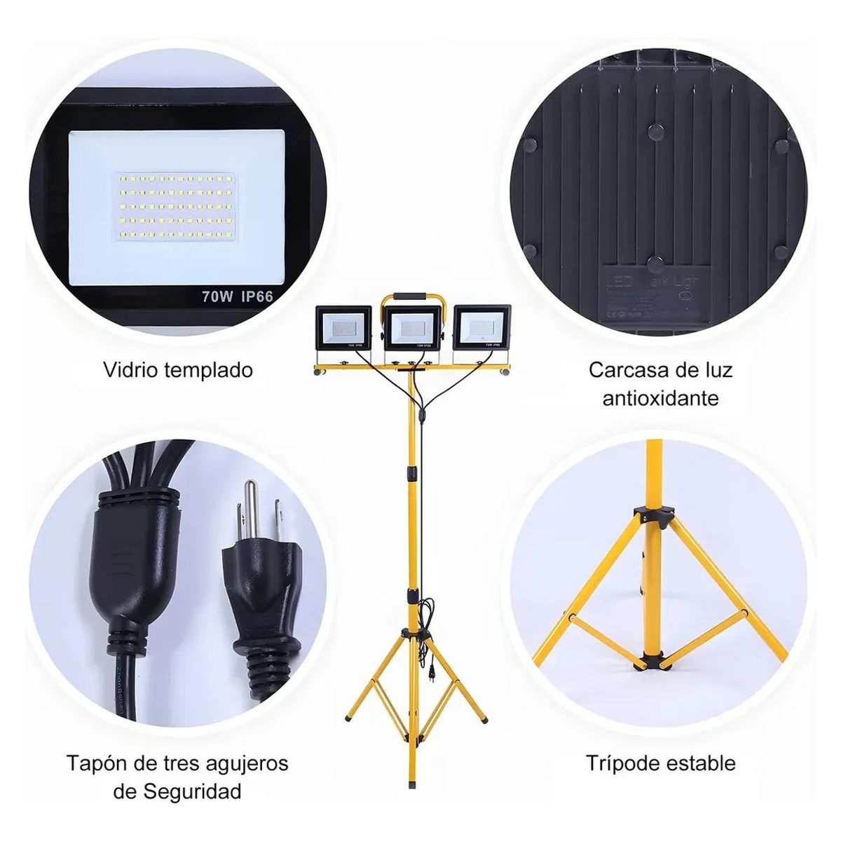 U BUY - Proyector Amarillo De Tres Cabezales + Trípode Ajustable