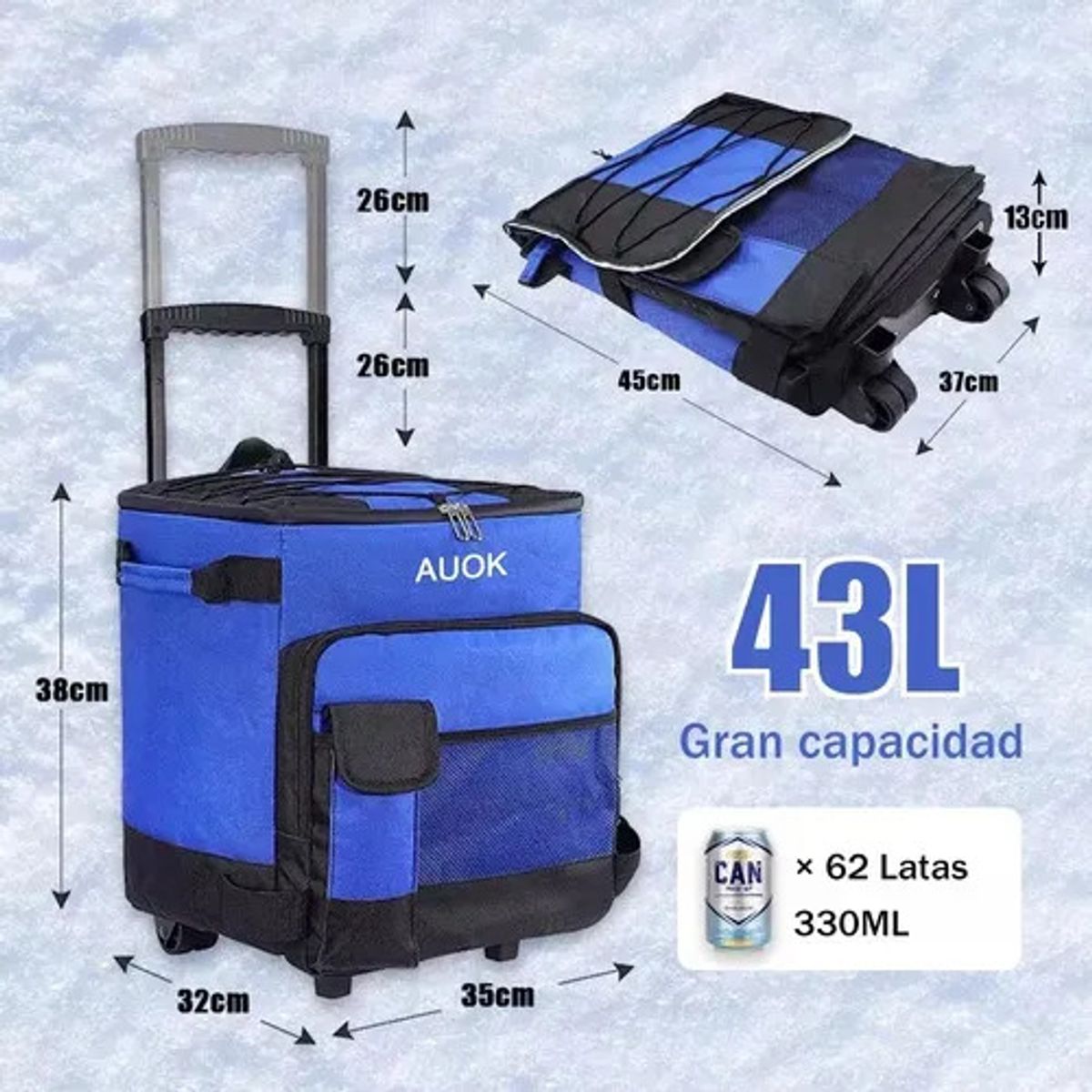 U BUY - Refrigerador Con Ruedas Aislante Azul De 43 Litros