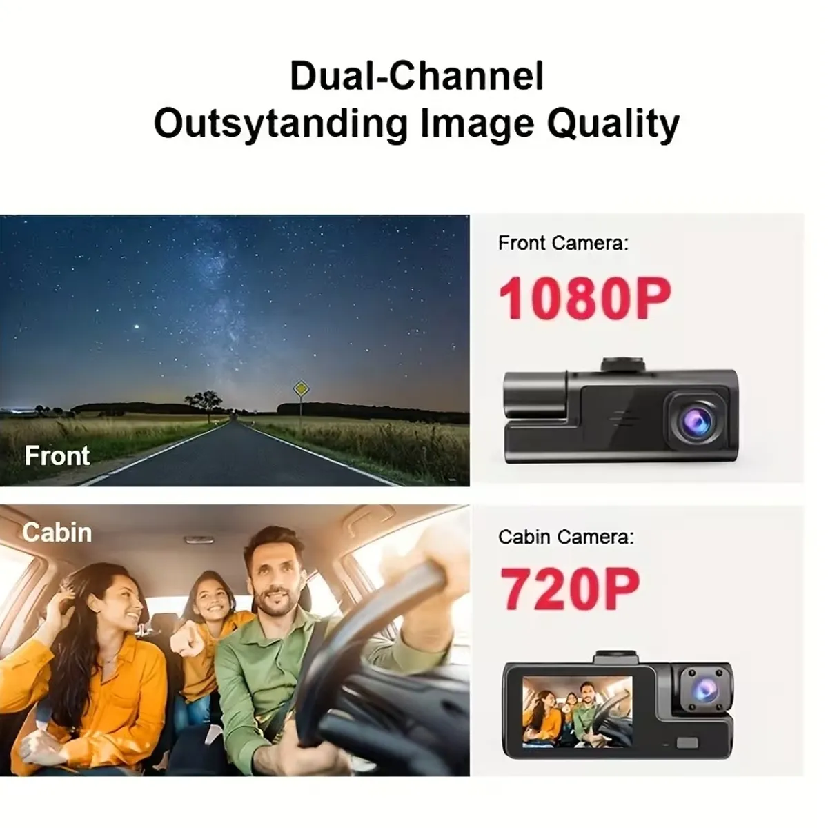 Cámara y video para automovil 1080P DUAL LENS, marca GENERICO - Foto Principal