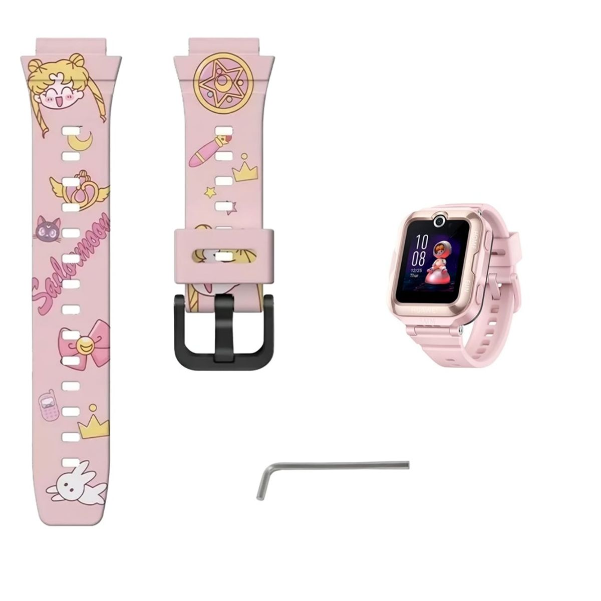 GENERICO - CORREA DE SILICONA PARA HUAWEI WATCH KIDS 4 PRO ANIMADO ROSA