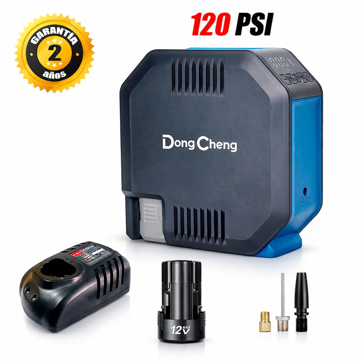 Mini Compresora de Aire Inalámbrico para Auto Dongcheng DCQE120DK 12V 120psi 1Bat x 2Ah, marca DONGCHENG - Foto Principal